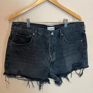 AGOLDE Parker Short Vintage Cut Off Black Denim Distressed EUC size 32